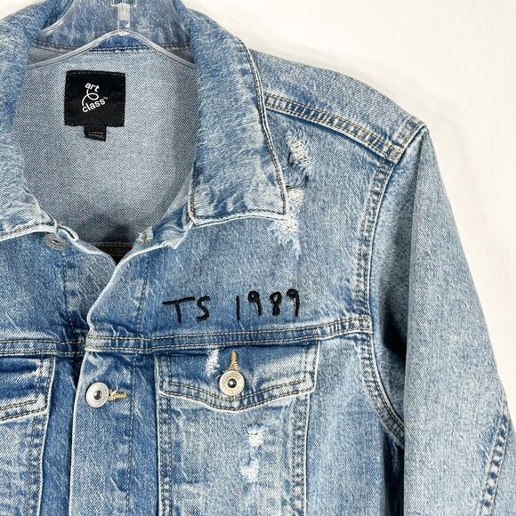 Taylor Swift Inspired Embroidered Jean Jacket 1989 Era Version 10 12 Large 162 - Picture 4 of 11